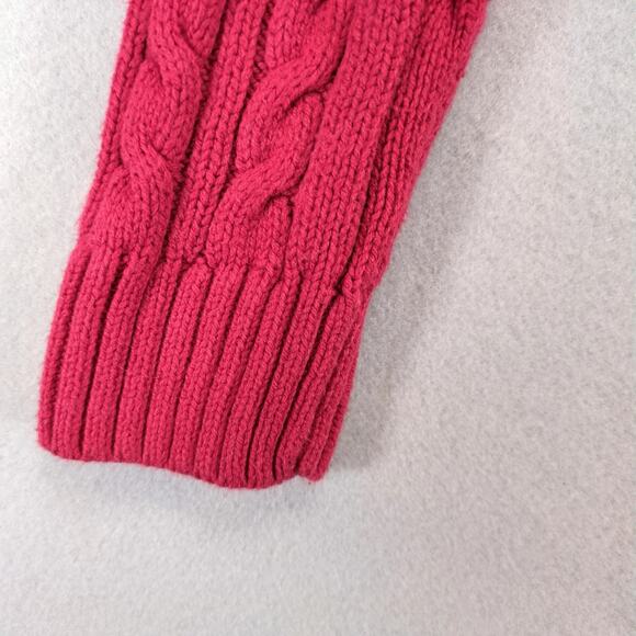 Croft & Barrow Red Cable Knit Sweater Women's S Button Mock Neck Classic Preppy - Picture 9 of 10